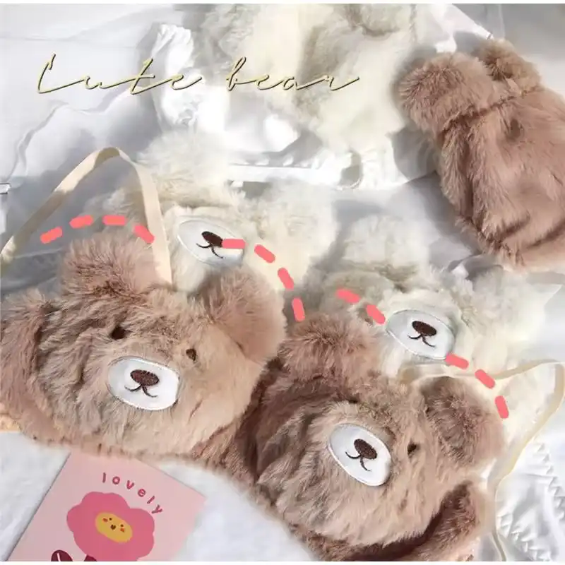 Soft Cute Bear Japanese-style Lingerie Women Winter Cartoon Plush Comfortable And Adorable Girl Bra Sexy Hot